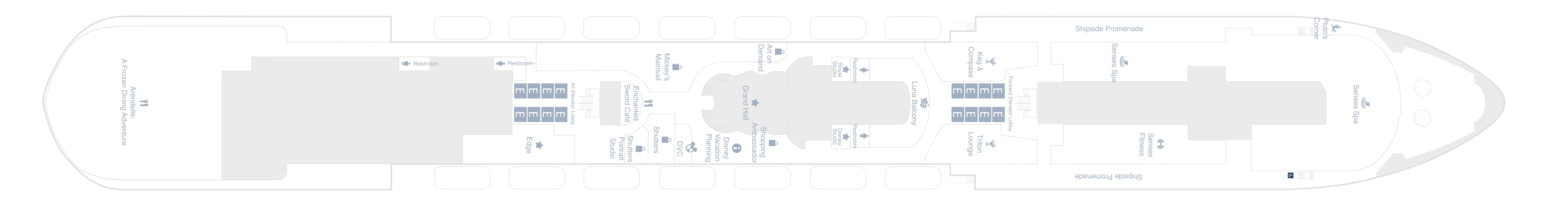 Disney Wish, Deck 5: official cabin and venue layout