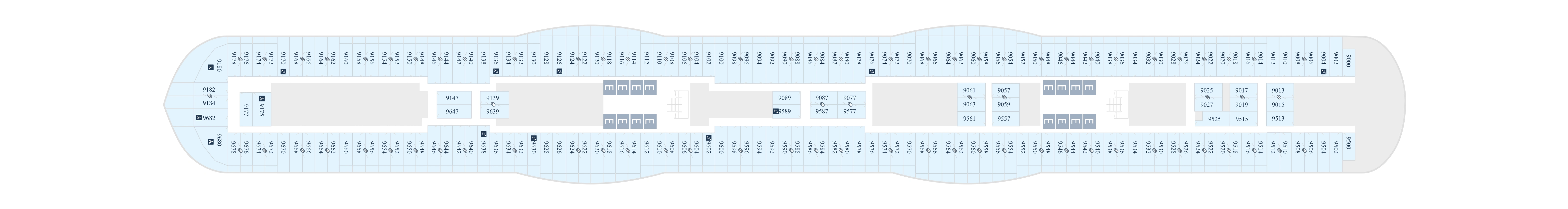 Disney Wish, Deck 9: official cabin and venue layout