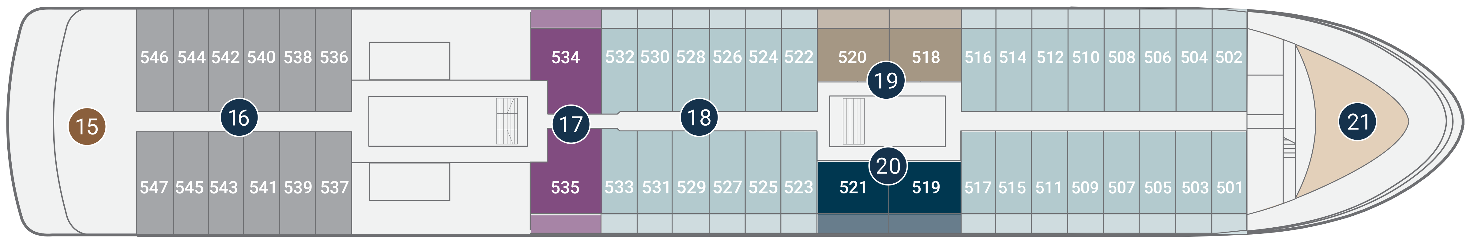 World Voyager, Deck 5: official cabin and venue layout