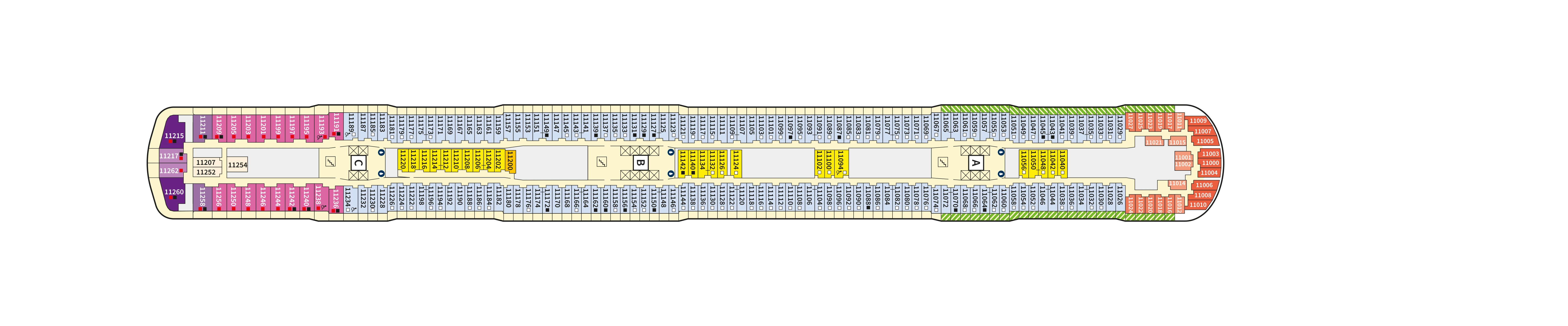 Mein Schiff Flow, Deck 11: official cabin and venue layout