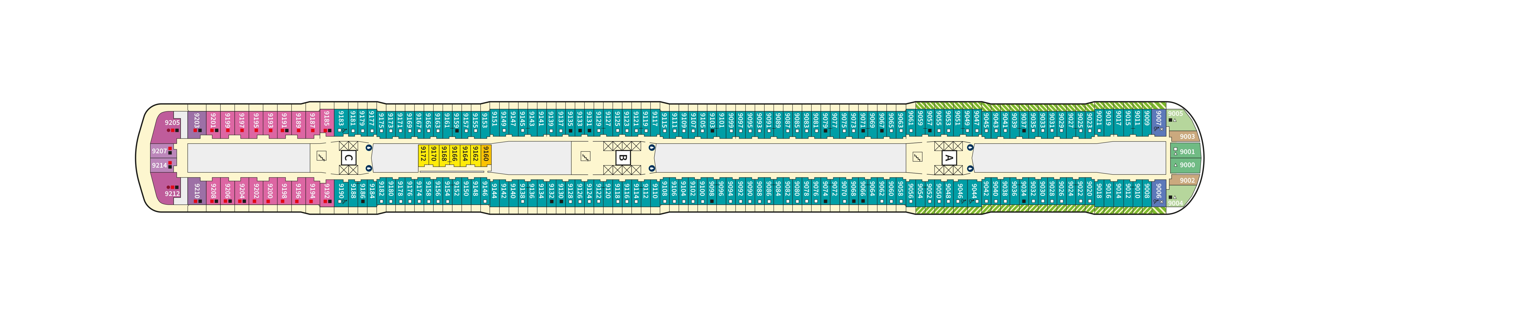 Mein Schiff Flow, Deck 9: official cabin and venue layout