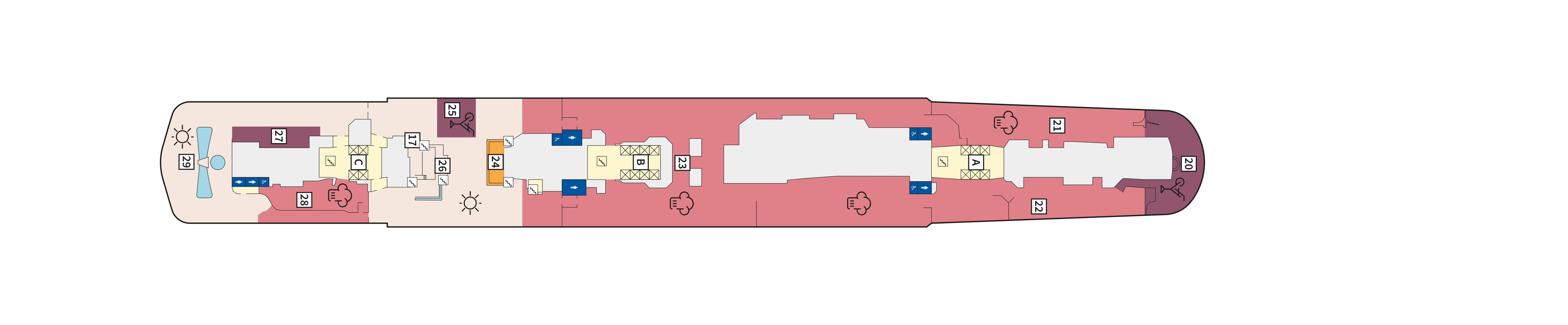 Mein Schiff Flow, Deck 16: official cabin and venue layout