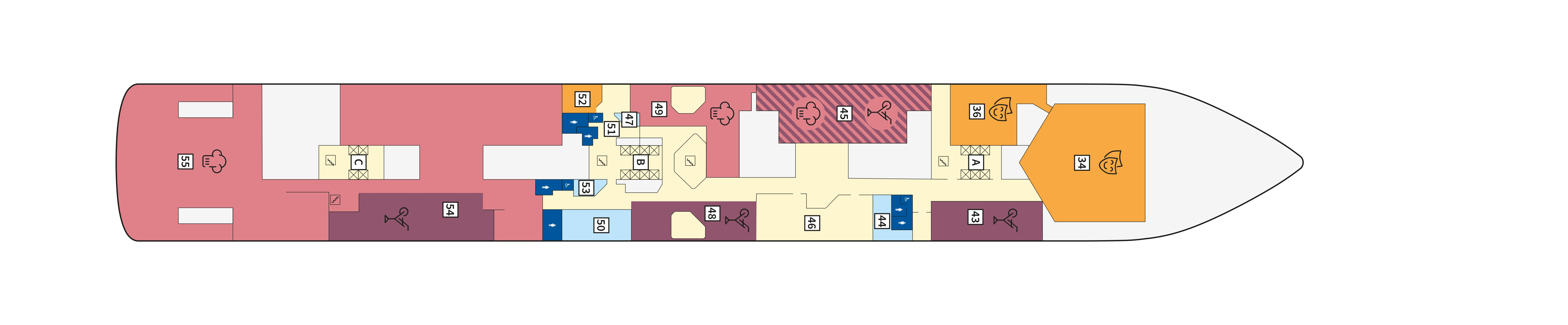 Mein Schiff Flow, Deck 4: official cabin and venue layout