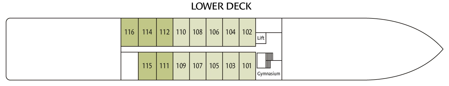 Douro Elegance, Deck 1: official cabin and venue layout