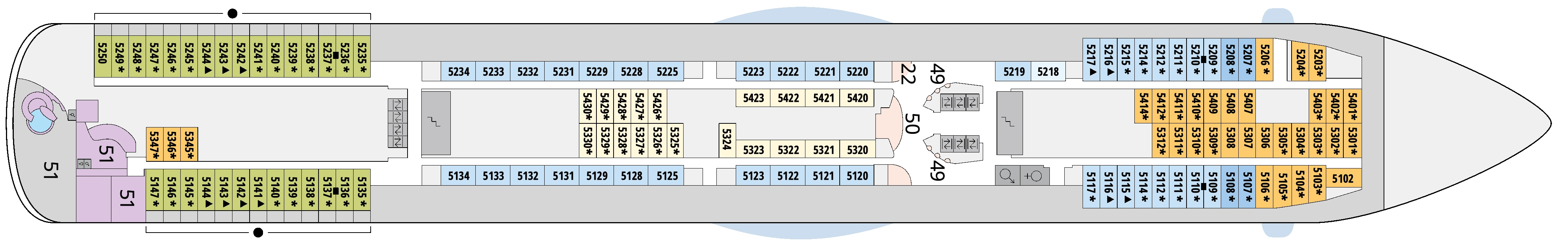 AIDAstella, Deck 5: official cabin and venue layout