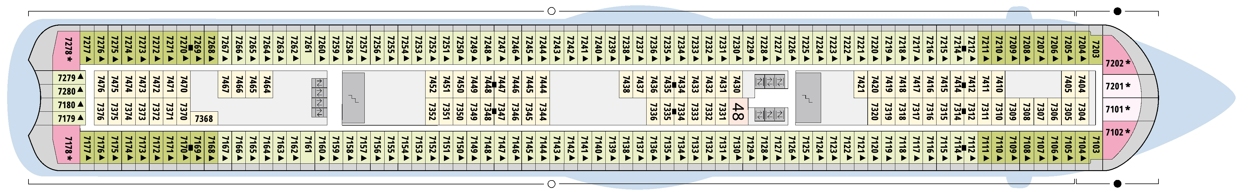 AIDAstella, Deck 7: official cabin and venue layout
