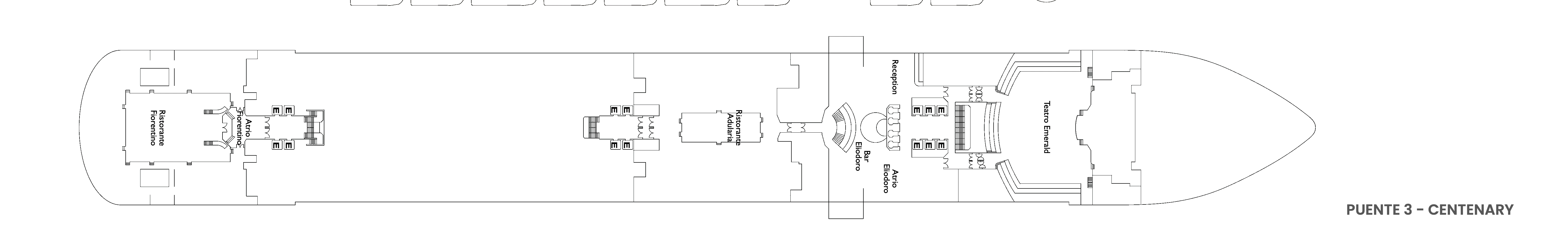 Costa Diadema, Deck 3: official cabin and venue layout