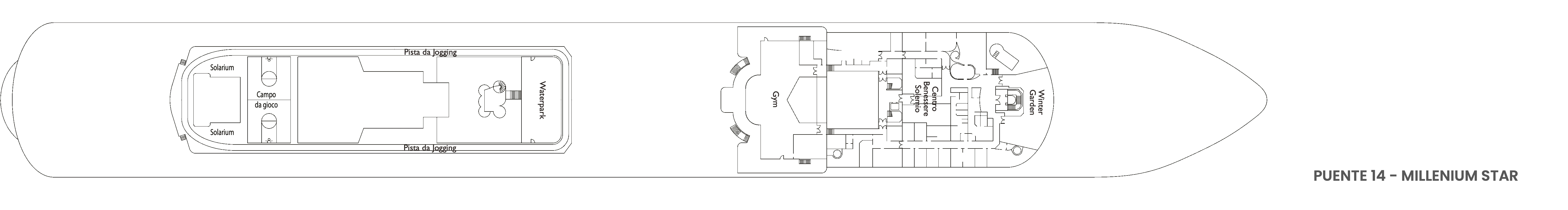 Costa Diadema, Deck 14: official cabin and venue layout
