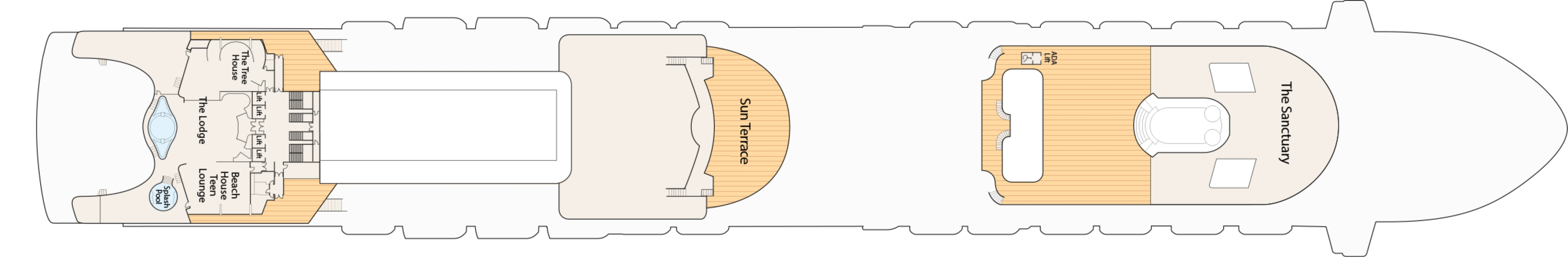 Crown Princess, Deck 17: official cabin and venue layout