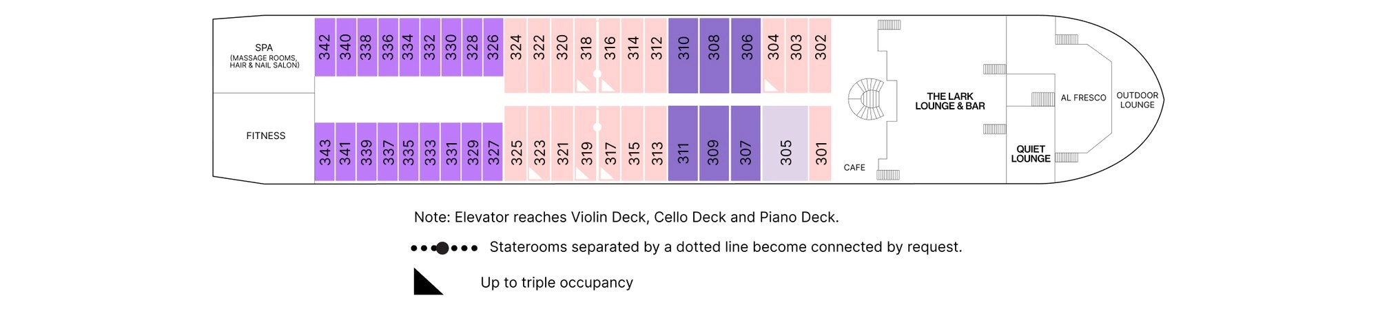 AmaRudi, Deck 3: official cabin and venue layout