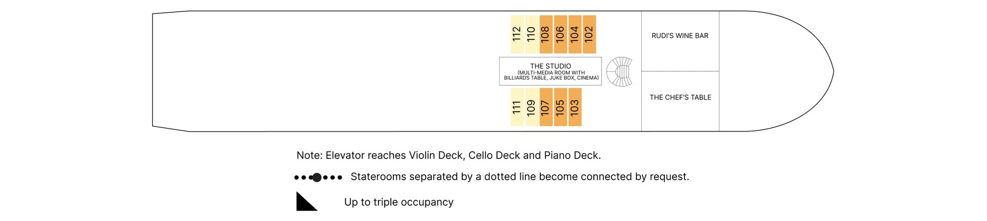 AmaRudi, Deck 1: official cabin and venue layout