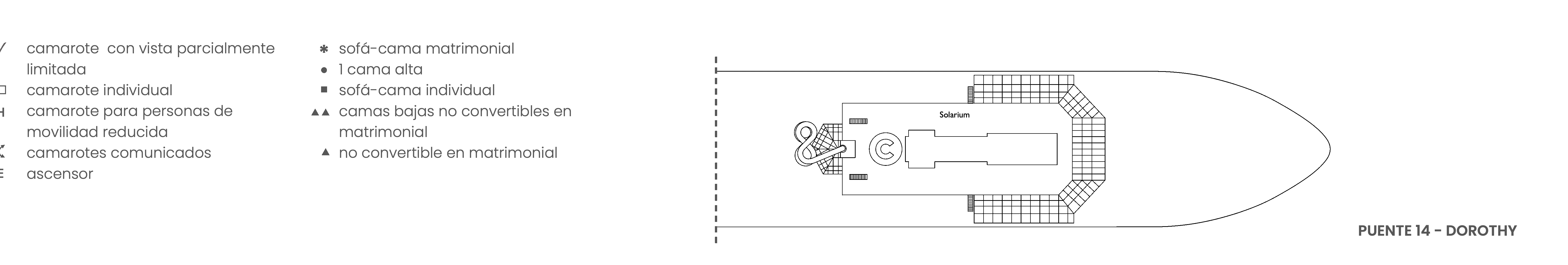Costa Fascinosa, Deck 14: official cabin and venue layout
