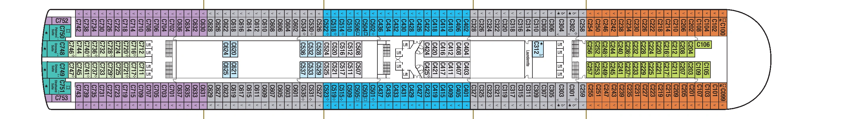 Azura, Deck 10: official cabin and venue layout