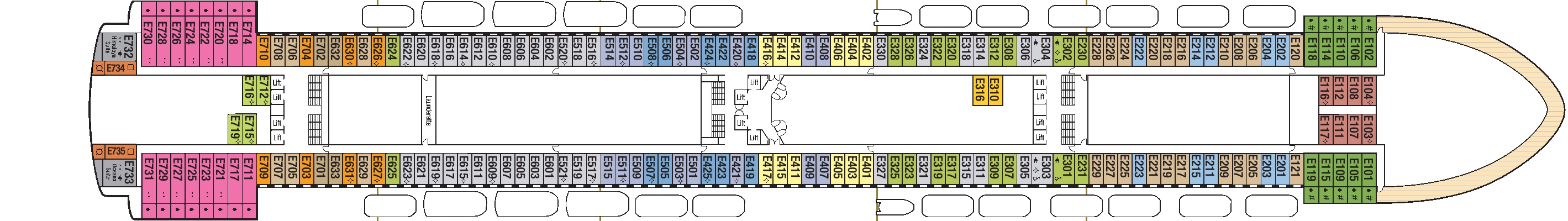 Azura, Deck 8: official cabin and venue layout