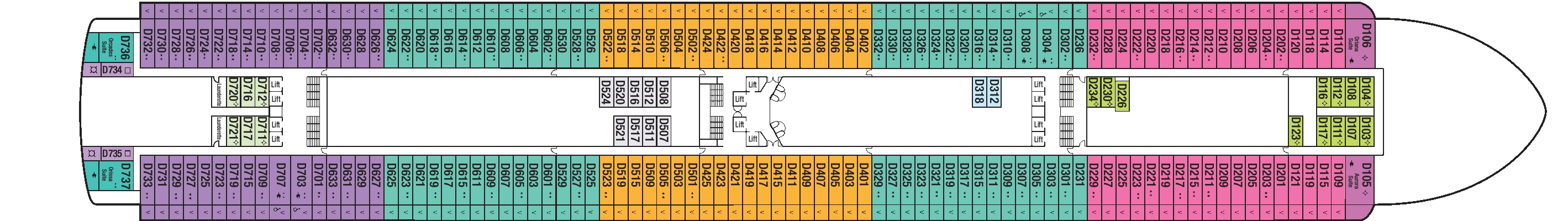 Azura, Deck 9: official cabin and venue layout