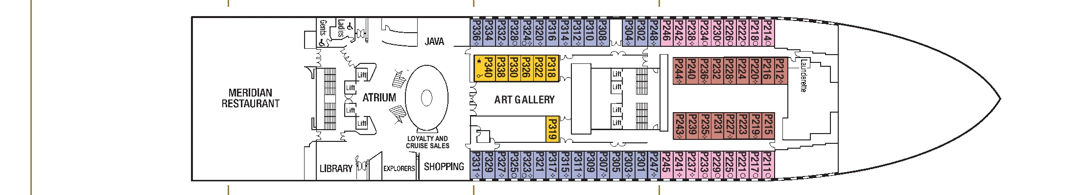 Azura, Deck 5: official cabin and venue layout