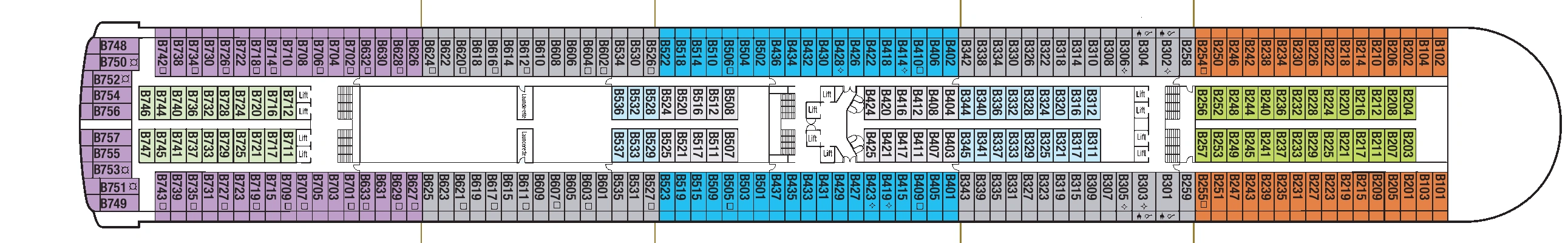 Azura, Deck 11: official cabin and venue layout