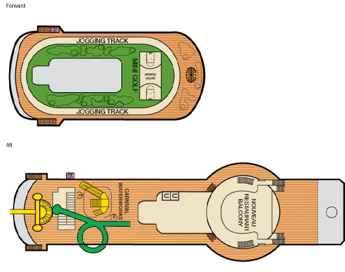 Carnival Spirit, Deck 11: official cabin and venue layout