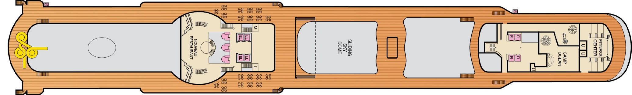 Carnival Spirit, Deck 10: official cabin and venue layout