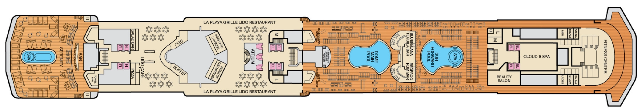 Carnival Spirit, Deck 9: official cabin and venue layout