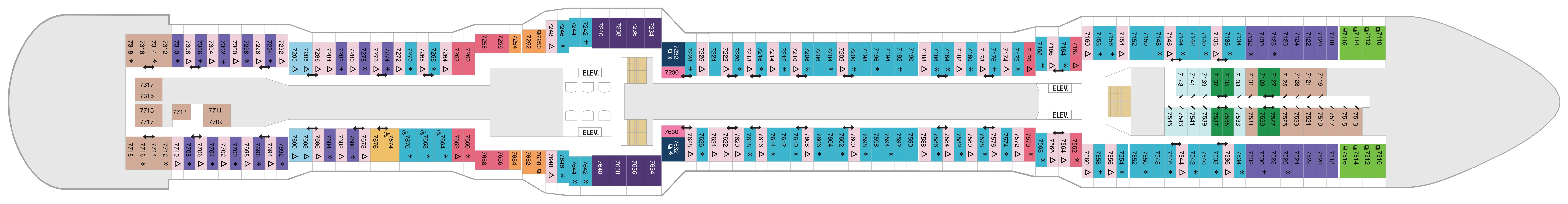 Spectrum of the Seas, Deck 7: official cabin and venue layout
