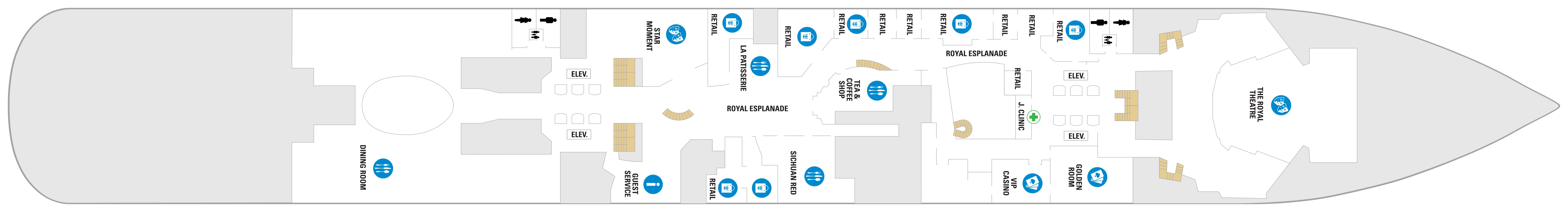Spectrum of the Seas, Deck 4: official cabin and venue layout