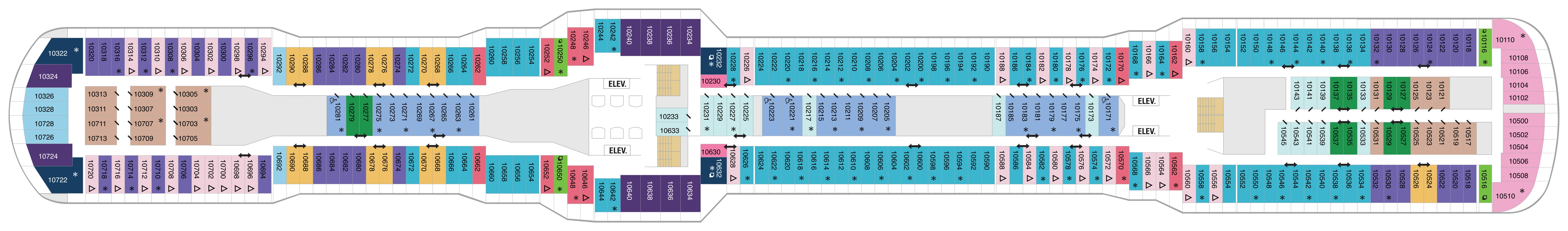 Spectrum of the Seas, Deck 10: official cabin and venue layout