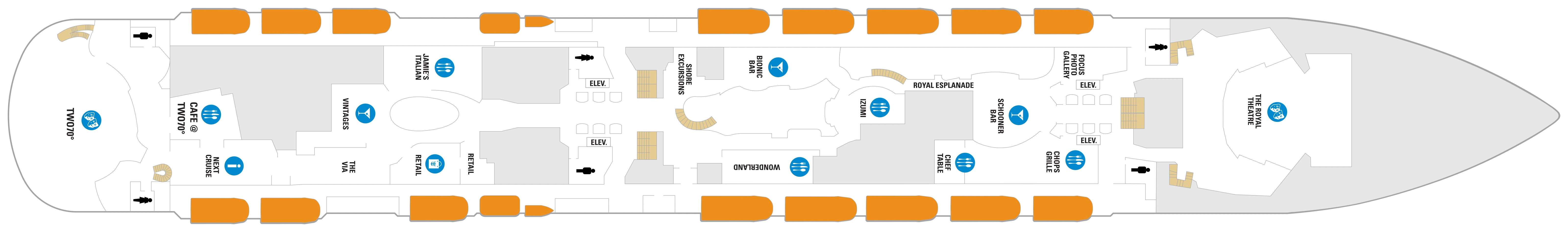 Spectrum of the Seas, Deck 5: official cabin and venue layout