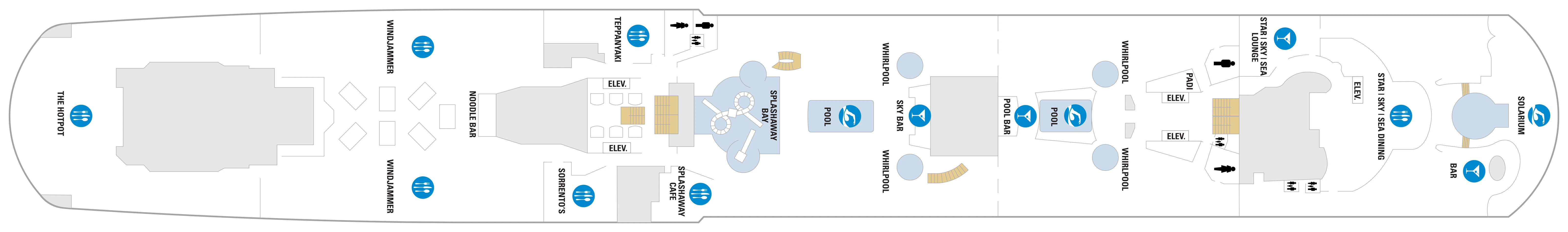 Spectrum of the Seas, Deck 14: official cabin and venue layout