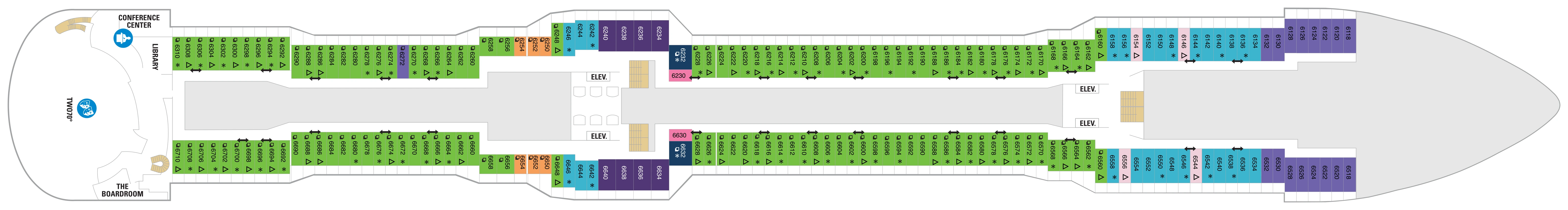 Spectrum of the Seas, Deck 6: official cabin and venue layout