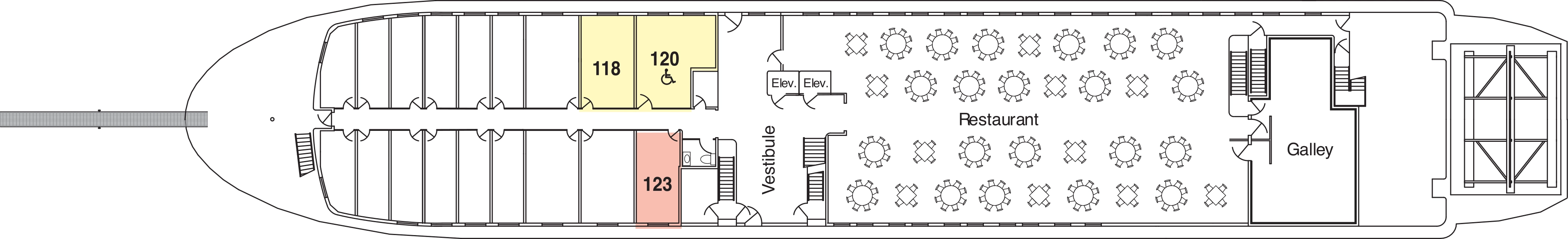 American Splendor, Deck 1: official cabin and venue layout