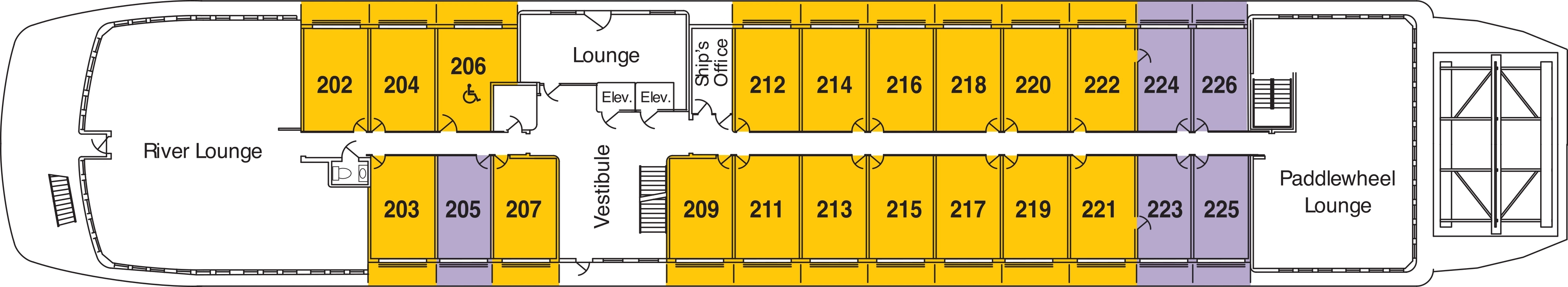 American Splendor, Deck 2: official cabin and venue layout