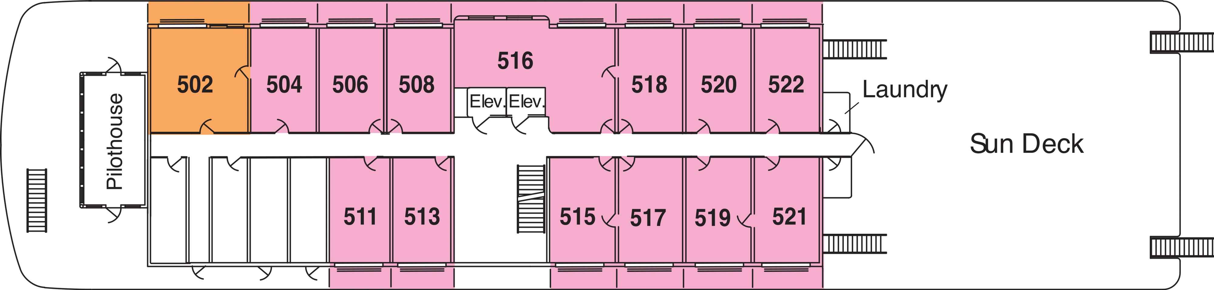 American Splendor, Deck 5: official cabin and venue layout