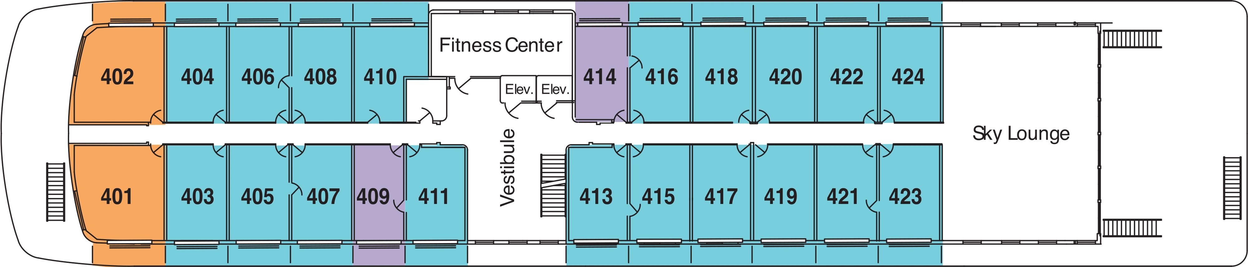 American Splendor, Deck 4: official cabin and venue layout
