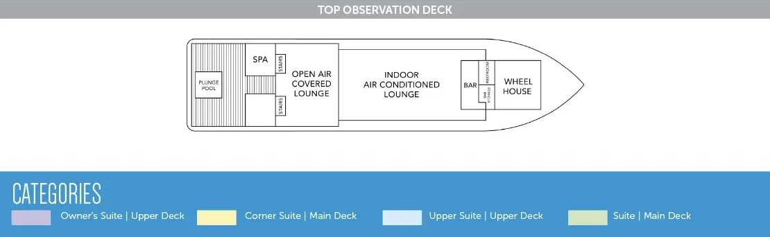 Delfin III, Deck 3: official cabin and venue layout