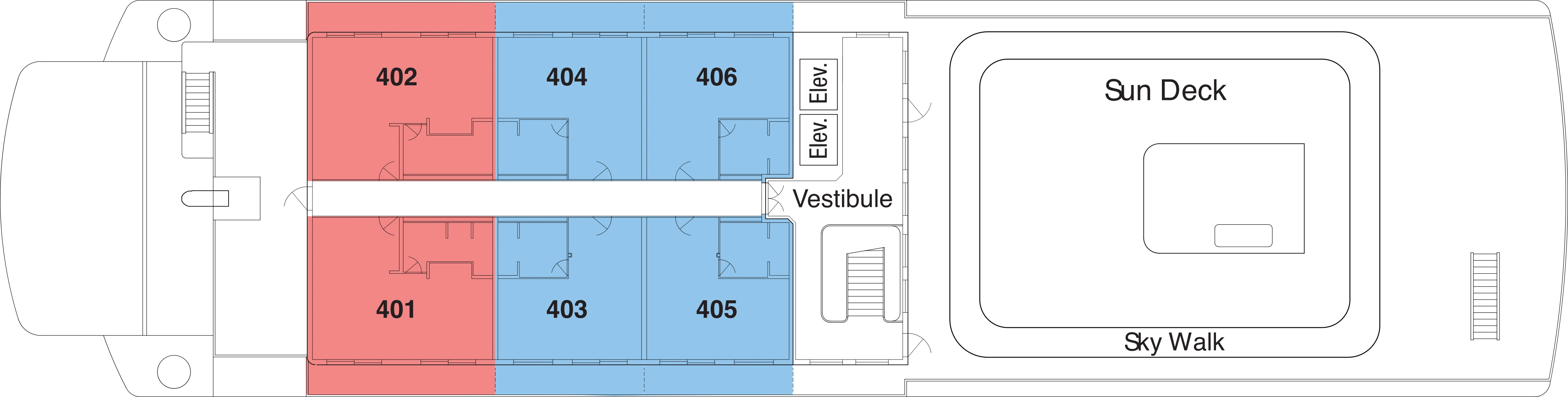 American Glory, Deck 4: official cabin and venue layout