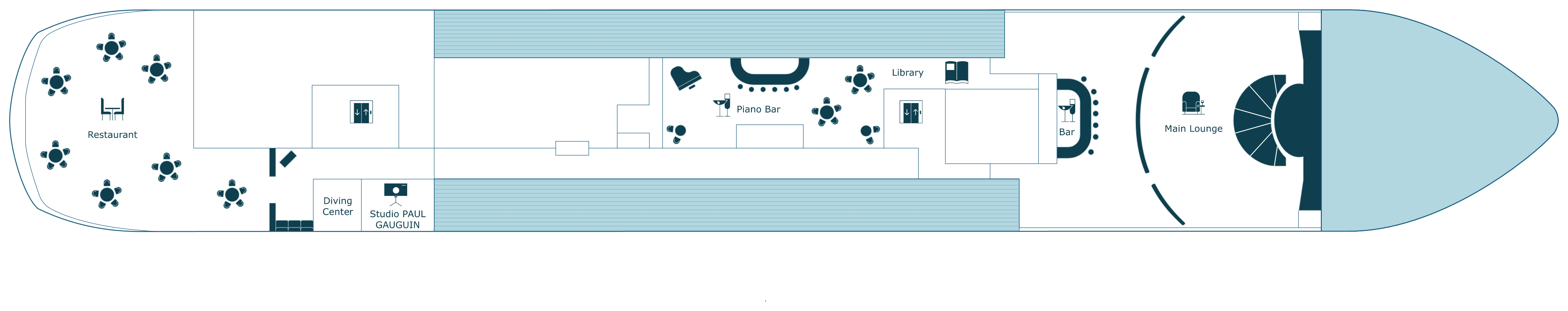 Paul Gauguin, Deck 5: official cabin and venue layout