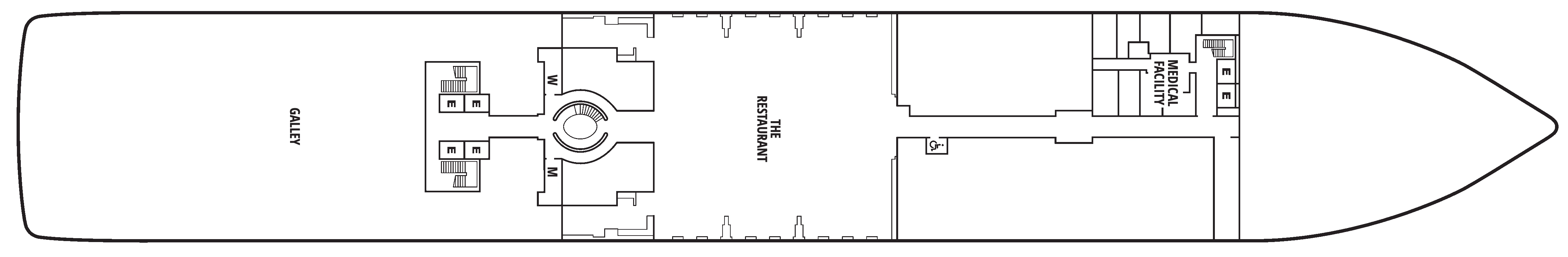 Seabourn Encore, Deck 4: official cabin and venue layout