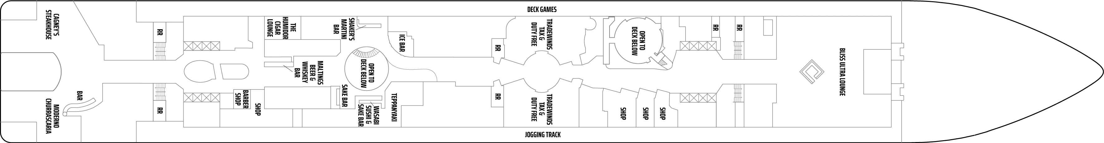 Norwegian Epic, Deck 7: official cabin and venue layout