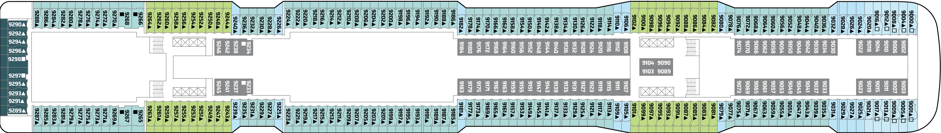 Norwegian Epic, Deck 9: official cabin and venue layout