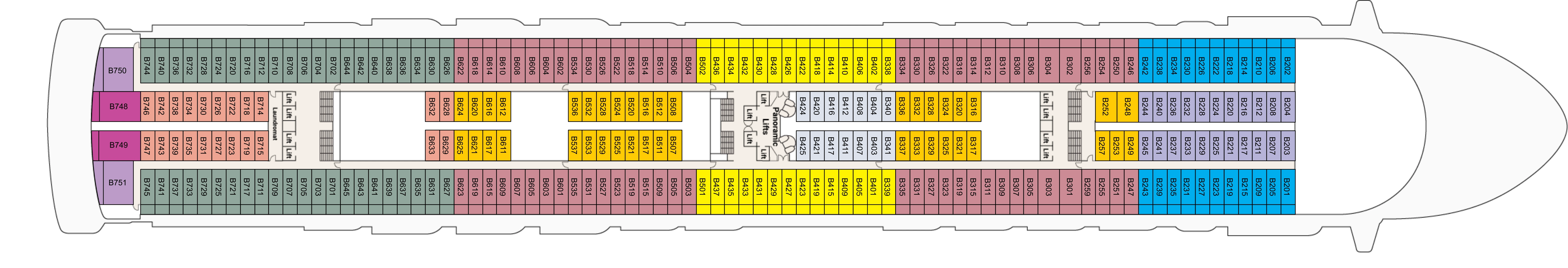 Grand Princess, Deck 11: official cabin and venue layout