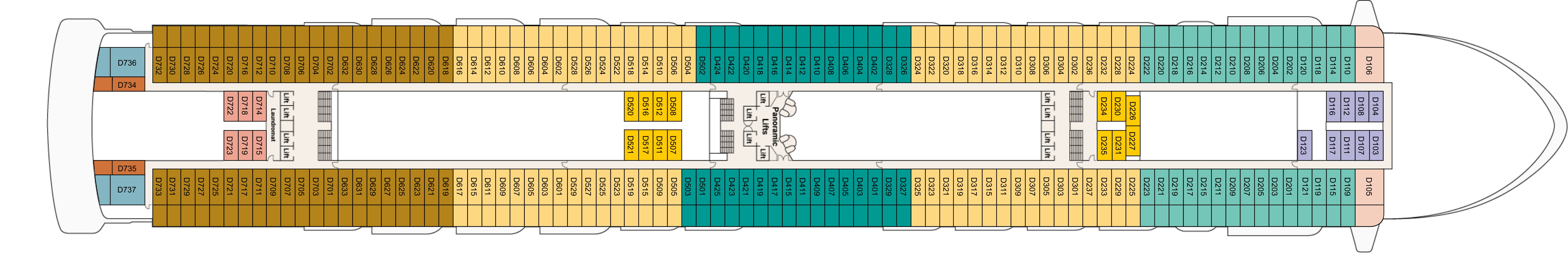 Grand Princess, Deck 9: official cabin and venue layout