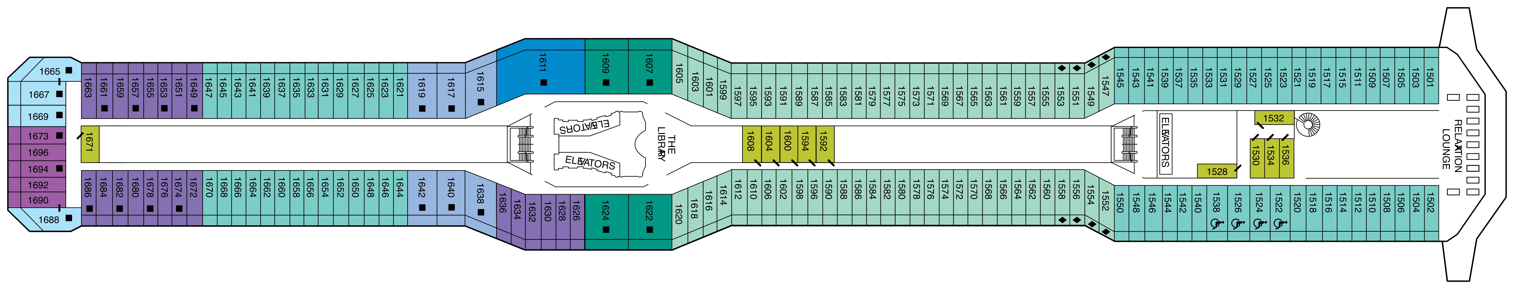 Celebrity Reflection, Deck 11: official cabin and venue layout