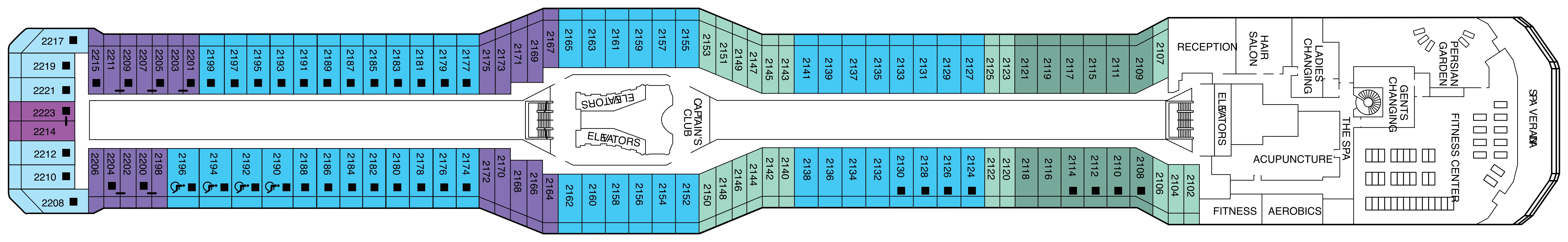 Celebrity Reflection, Deck 12: official cabin and venue layout