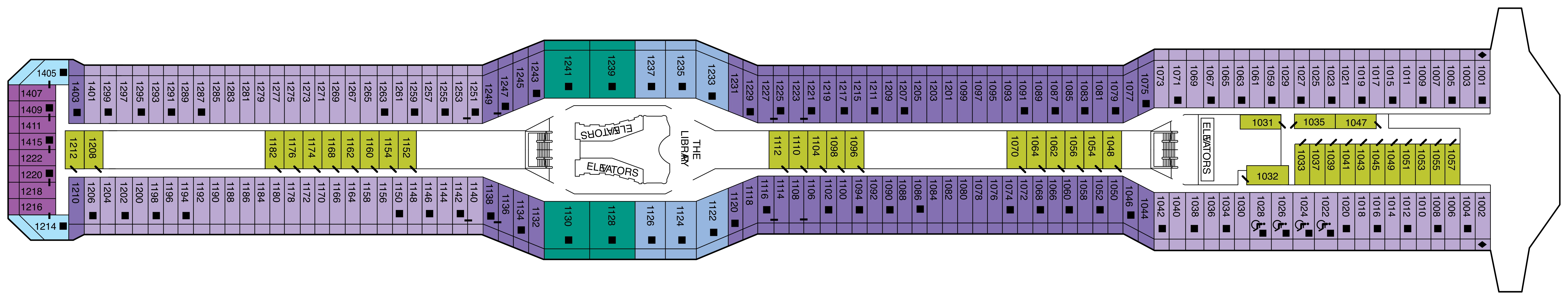 Celebrity Reflection, Deck 10: official cabin and venue layout