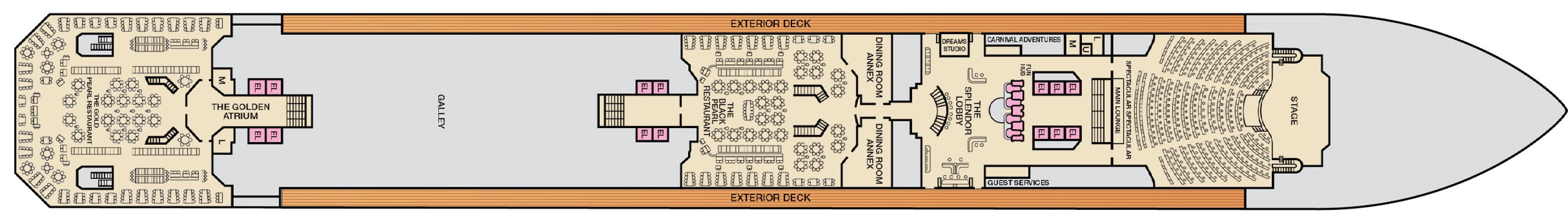 Carnival Splendor, Deck 3: official cabin and venue layout