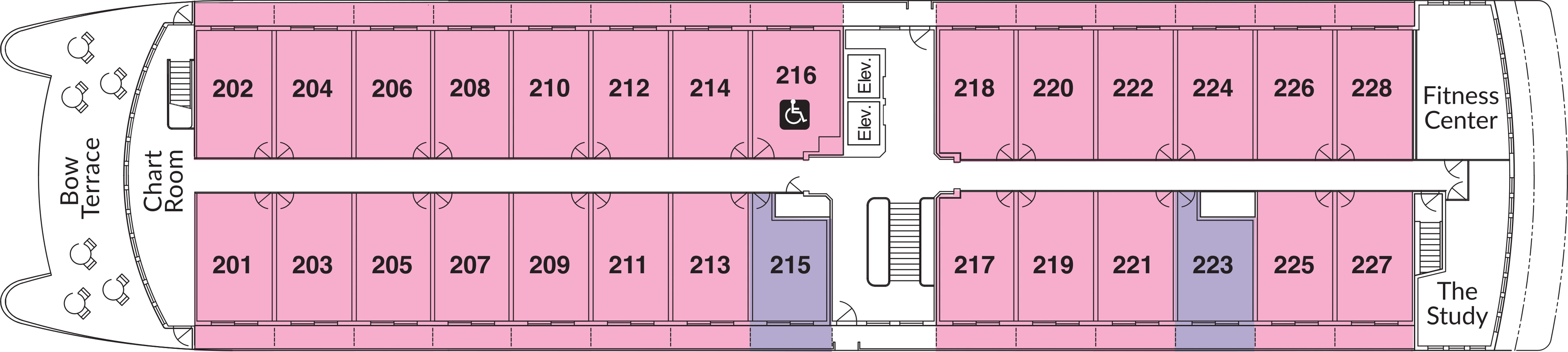 American Liberty, Deck 2: official cabin and venue layout