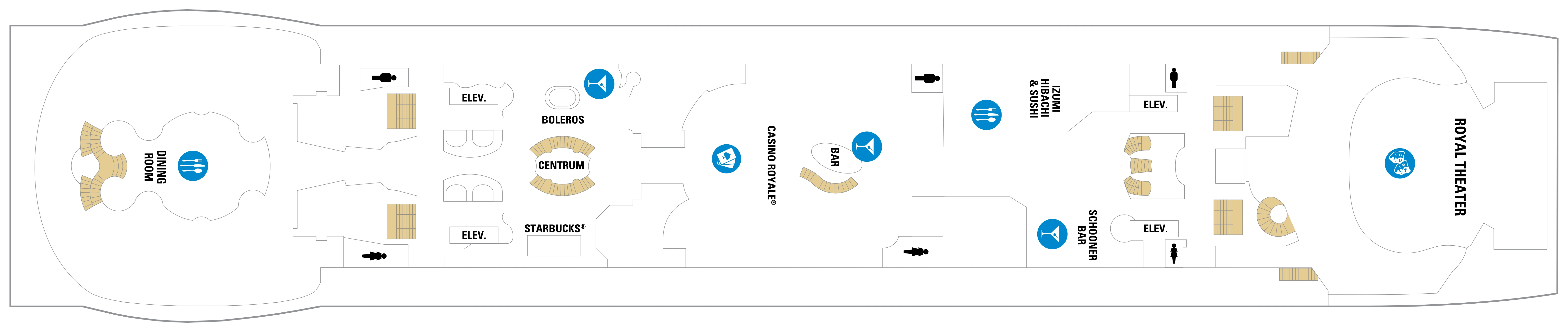 Mariner of the Seas, Deck 4: official cabin and venue layout