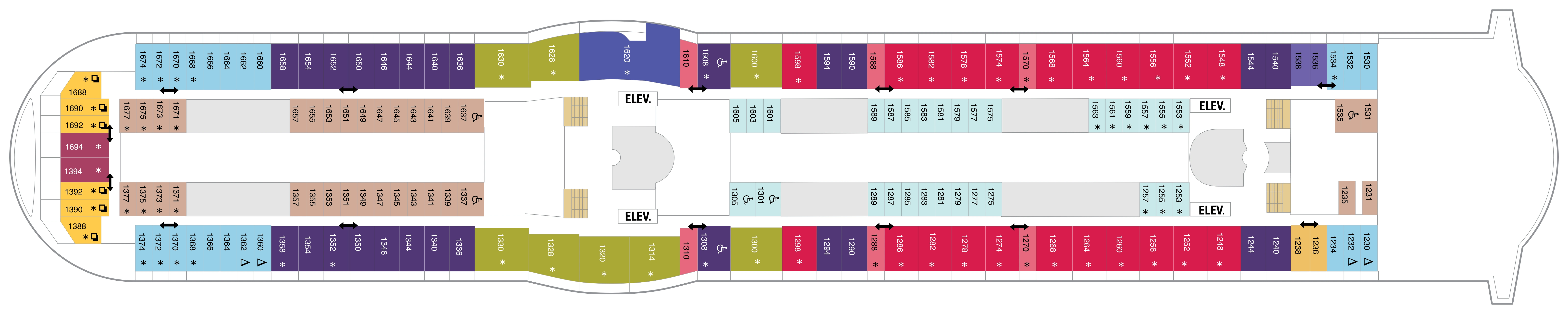 Mariner of the Seas, Deck 10: official cabin and venue layout