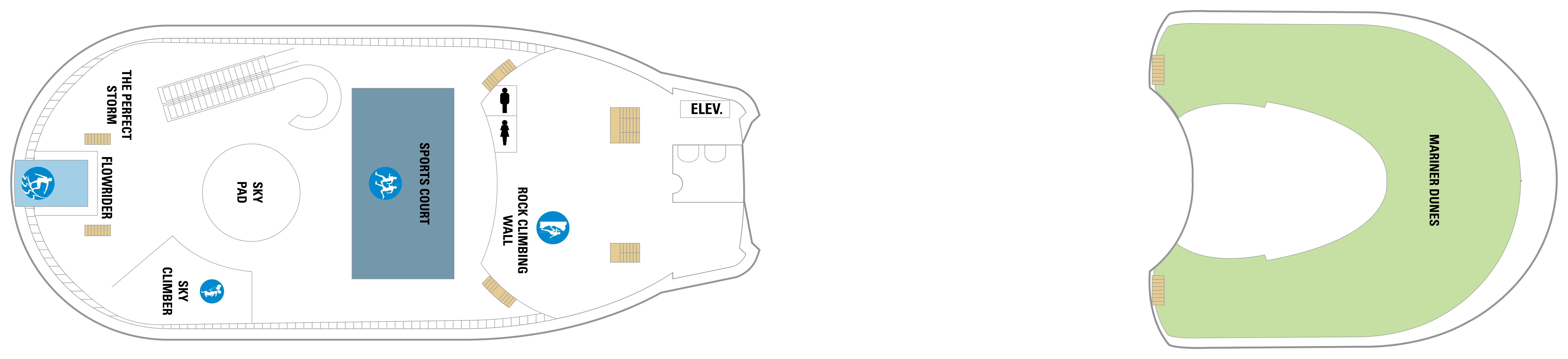 Mariner of the Seas, Deck 13: official cabin and venue layout